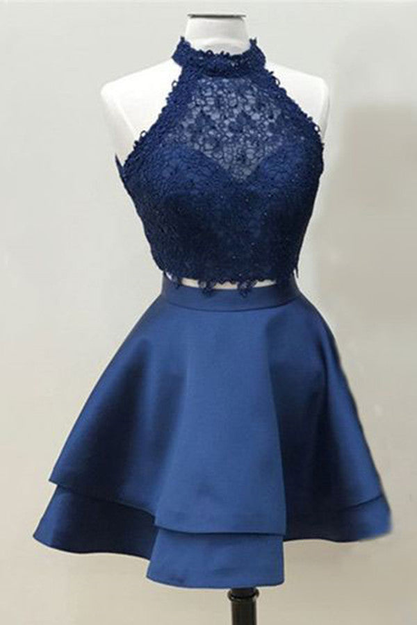 Semi Formal Short Navy Blue Dress Formal Two Piece Dark Blue A-Line Satin Short Prom Dresses Homecoming Dress Custom Size Burgundy Semi Formal Short Navy Blue Dress Formal Two Piece Dark Blue A-Line Satin Short Prom Dresses Homecoming Dress Custom Size Burgundy