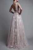 A Line V-neck Backless Long Prom Dresses Sexy Evening Party Dresses|www.promnova.com