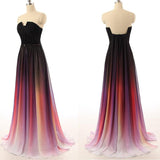 Chiffon Off Shoulder Backless Black Navy Blue Ombre Long Prom Dress |www.promnova.com