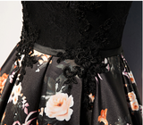 A Line Sleeveless Long Floral Printed Prom Dress Round Neck Evening Dress PL354