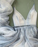Long Backless V-neck Senior Spaghetti Straps Sleeveless Prom Dress Formal Dresses |promnova.com