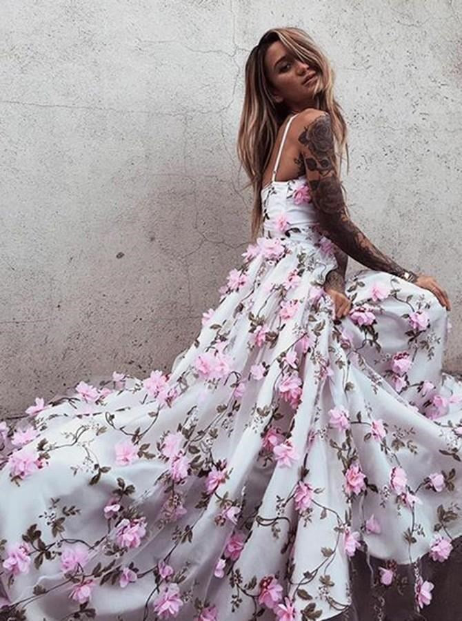 Beautiful Spaghetti Straps Prom Dresses Floral Lace Long Evening Dress PL363 US10 / As Picture Beautiful Spaghetti Straps Prom Dresses Floral Lace Long Evening Dress PL363 US10 / As Picture