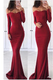 Sexy Simple Mermaid Burgundy Prom Dresses Trumpet Short Train Long Prom Dress |www.promnova.com