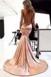 Mermaid Elegant Spaghetti Straps Long Bridesmaid Backless Prom Dresses |promnova.com