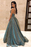 Green Sequins Sparkly Spaghetti Straps Backless Prom Dresses Party Dresses PL387|promnova.com