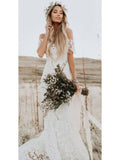 www.promnova.com supply Beautiful Ivory Lace Mermaid Off-the-Shoulder Beach Wedding Dresses PW247