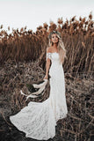 Beautiful Ivory Lace Mermaid Off-the-Shoulder Beach Wedding Dresses PW247