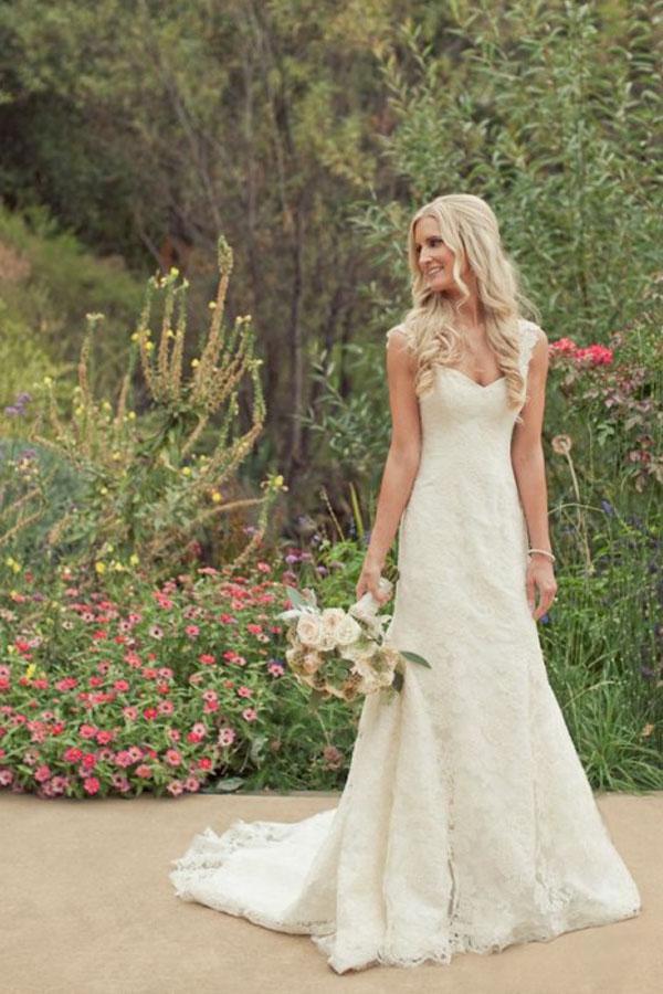 Gorgeous Ivory Lace Country Trumpet Mermaid Court Train Wedding Dress US12 / Custom Color Gorgeous Ivory Lace Country Trumpet Mermaid Court Train Wedding Dress US12 / Custom Color