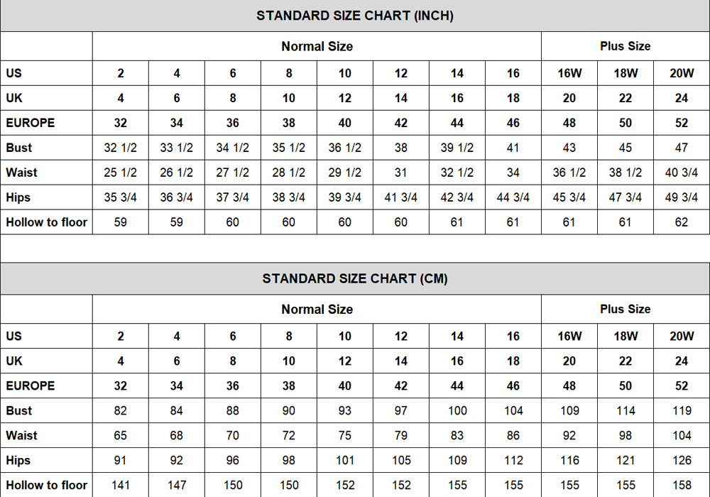 Size Chart of prom dresses wedding dresses prom dresses at promnova.com