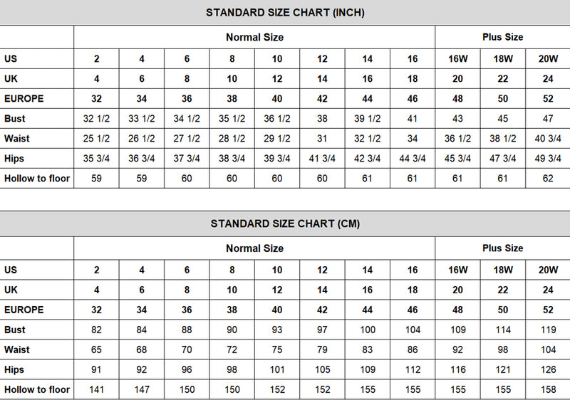 Size Chart of prom dresses wedding dresses prom dresses at promnova.com